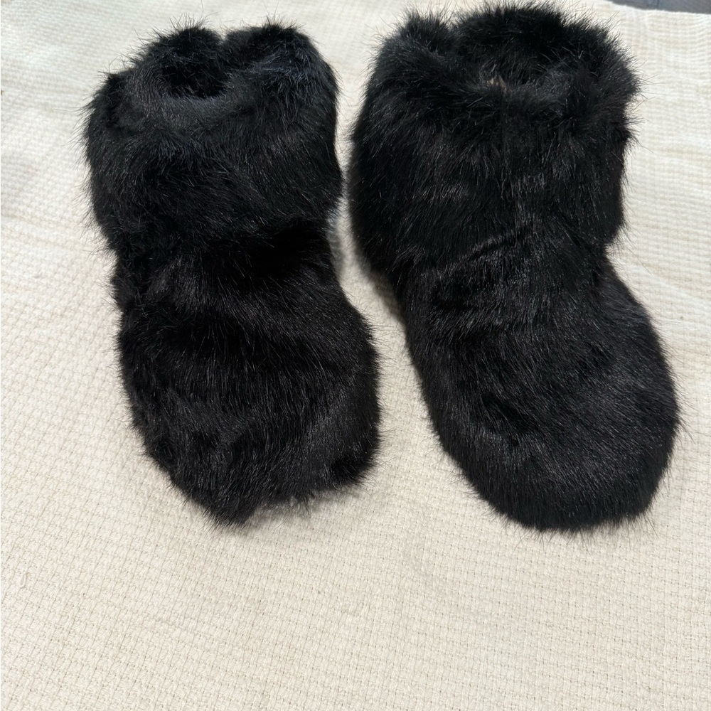 UGG Black Furry Slippers